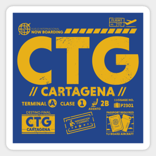 Vintage Cartagena CTG Airport Code Travel Day Retro Travel Tag Sticker